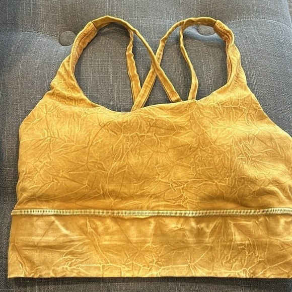 Lululemon Long Line Energy Bra Yellow NuLux Wash Size 4 - Picture 4 of 9